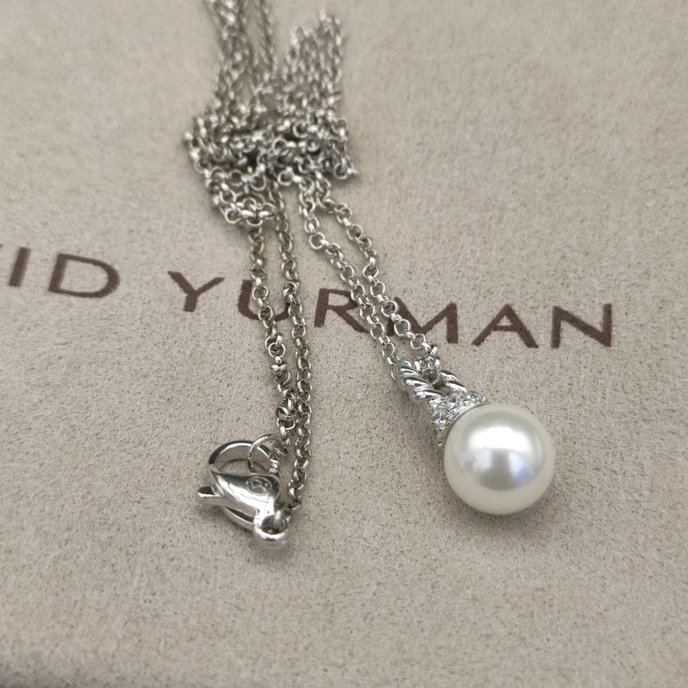 David Yurman pearl necklace, silver necklace